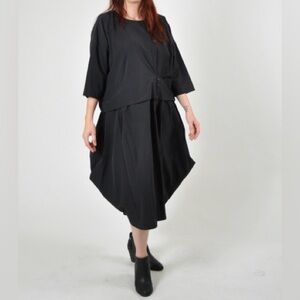 Spirithouse Tokyo Dress Womens Large Black Minimalist Capsule Asymmetric Cocoon